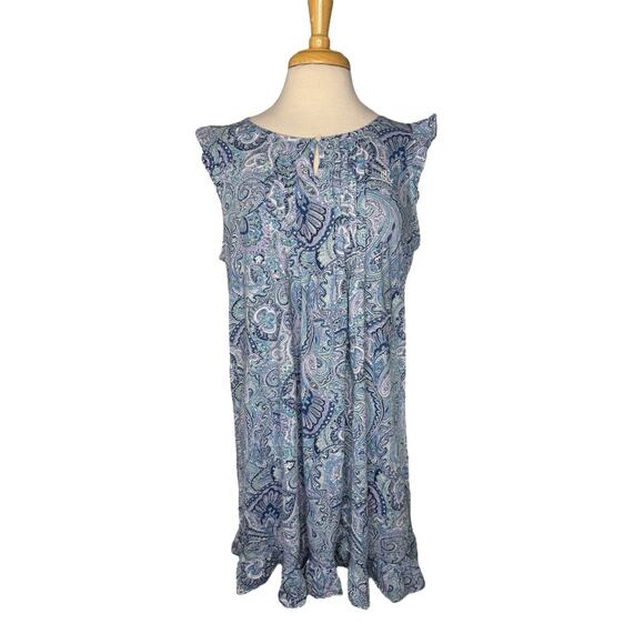 Lauren Ralph Lauren Dresses & Skirts - RALPH LAUREN LRL Paisley Pleated Keyhole Flutter Hem Blue Dress Size Large Women
